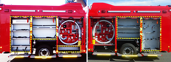 ホースや薬剤など消火に必要な資機材を十分に収納可