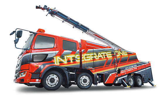 消火薬剤タンク付き大型化学高所放水車　インテグレートワン